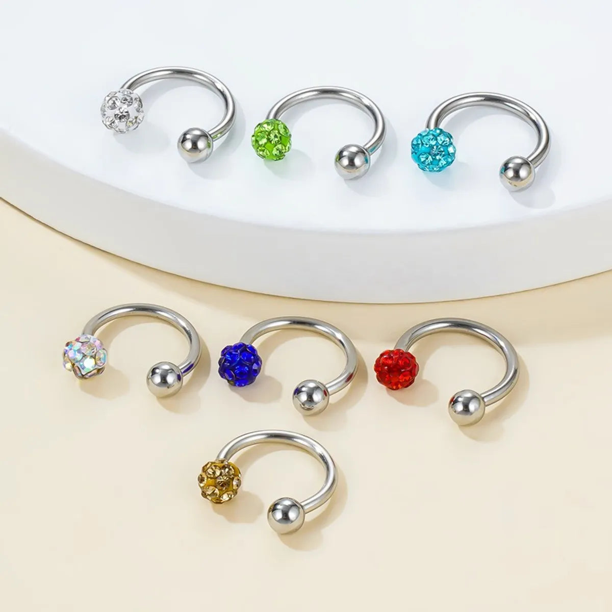 1 Piece Nose Rings & Studs Simple Style Geometric 304 Stainless Steel Rhinestones Nose Rings & Studs