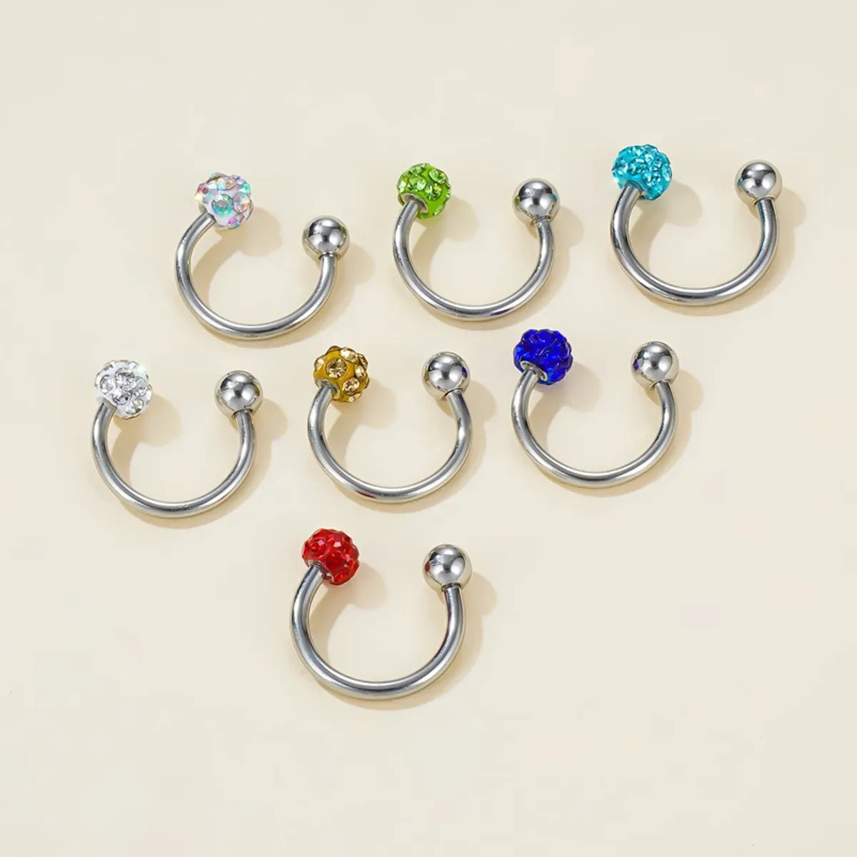 1 Piece Nose Rings & Studs Simple Style Geometric 304 Stainless Steel Rhinestones Nose Rings & Studs