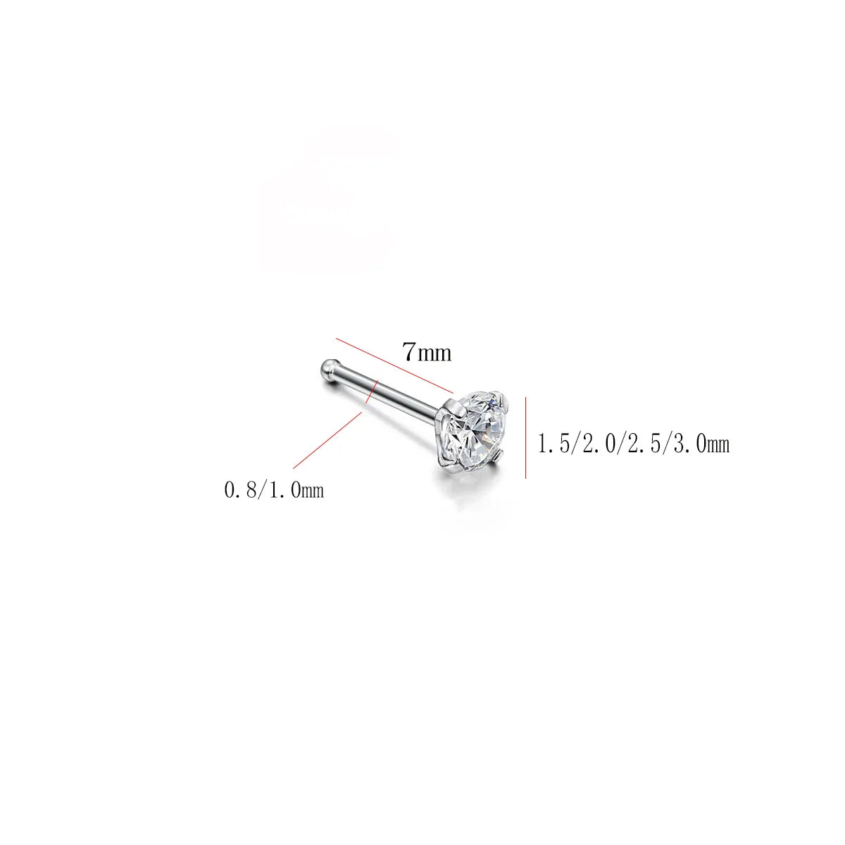 1 Piece Nose Rings & Studs Simple Style Geometric Pure Titanium Inlay Zircon Nose Studs