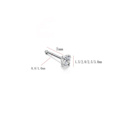 1 Piece Nose Rings & Studs Simple Style Geometric Pure Titanium Inlay Zircon Nose Studs