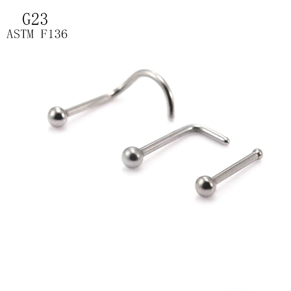 1 Piece Nose Rings & Studs Simple Style Solid Color Pure Titanium Nose Studs