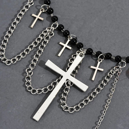 1 Piece Original Design Cross Artificial Crystal Alloy Beaded Plating Women's Choker