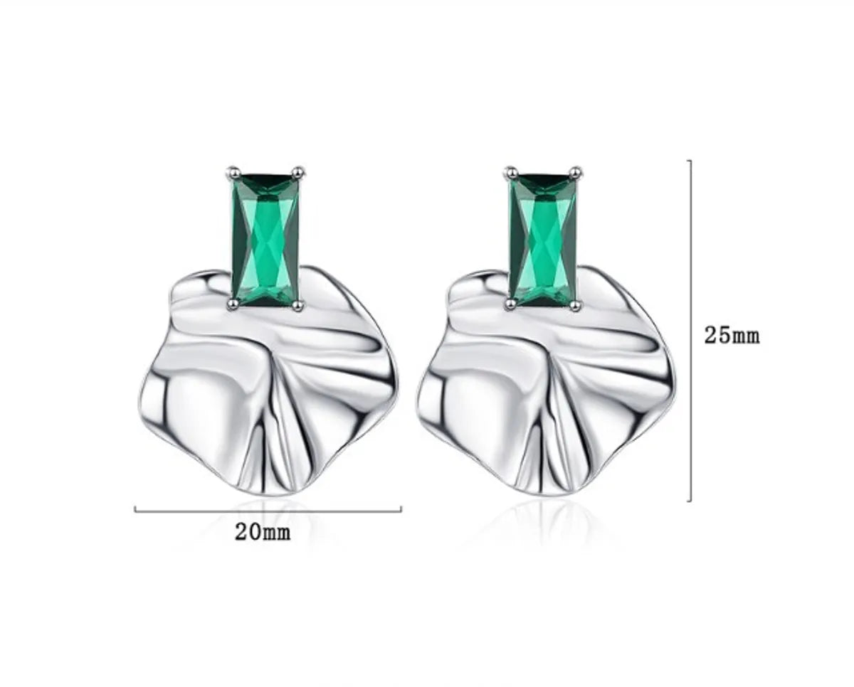 1 Piece Original Design Round Plating Inlay Sterling Silver Zircon White Gold Plated Drop Earrings