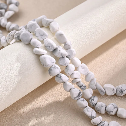 1 Strand/Package 12*8mm Hole 1~1.9mm Natural Stone Howlite Irregular Marble Ink Painting Polished Beads