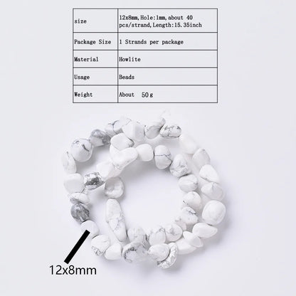 1 Strand/Package 12*8mm Hole 1~1.9mm Natural Stone Howlite Irregular Marble Ink Painting Polished Beads