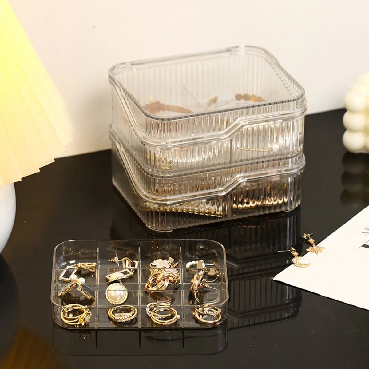 1 Piece Plastic Elegant Solid Color Jewelry Boxes