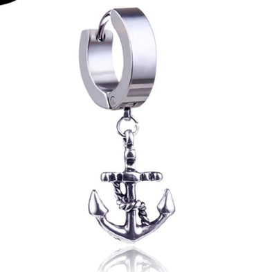 1 Piece Punk Anchor Plating Stainless Steel Earrings