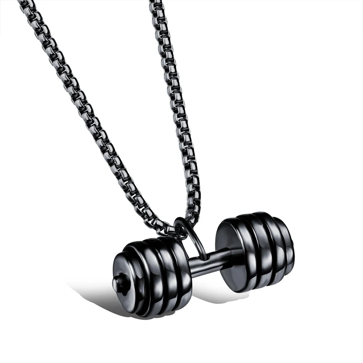 1 Piece Punk Dumbbell Titanium Steel Plating Pendant Necklace