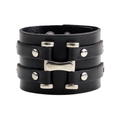 1 Piece Punk Letter Solid Color Alloy Leather Polishing Men's Wristband