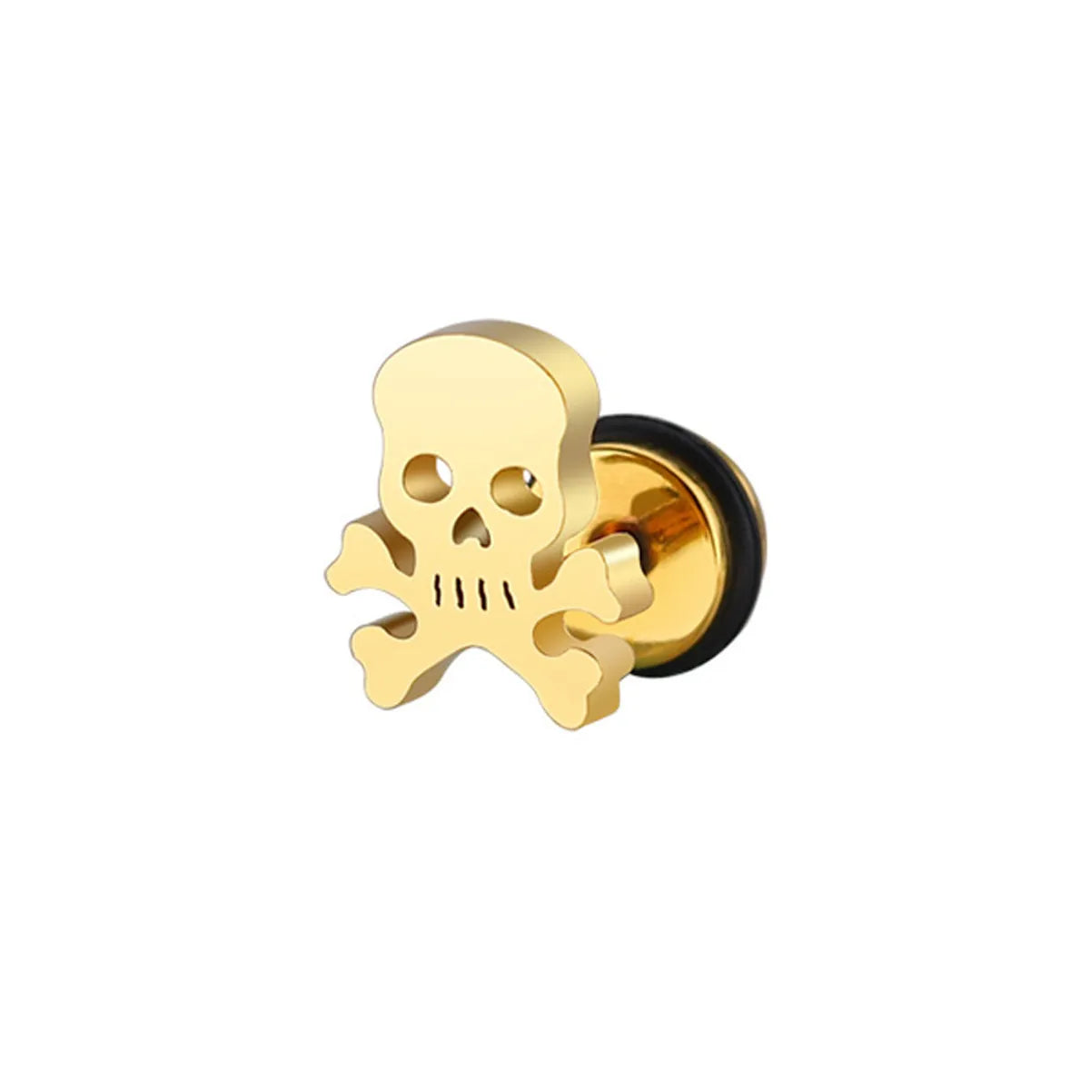 1 Piece Punk Simple Style Skull Plating Metal Ear Studs