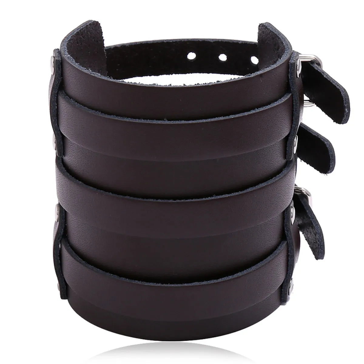 Punk Solid Color Cowhide Iron Men'S Bracelets