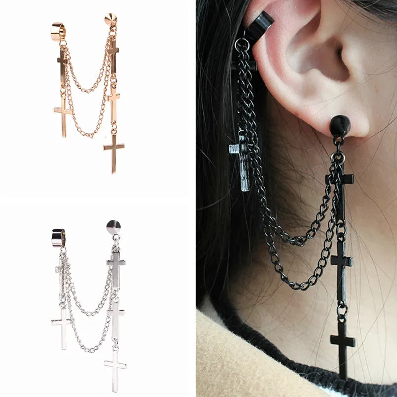 1 Piece Punk Solid Color Plating Alloy Drop Earrings