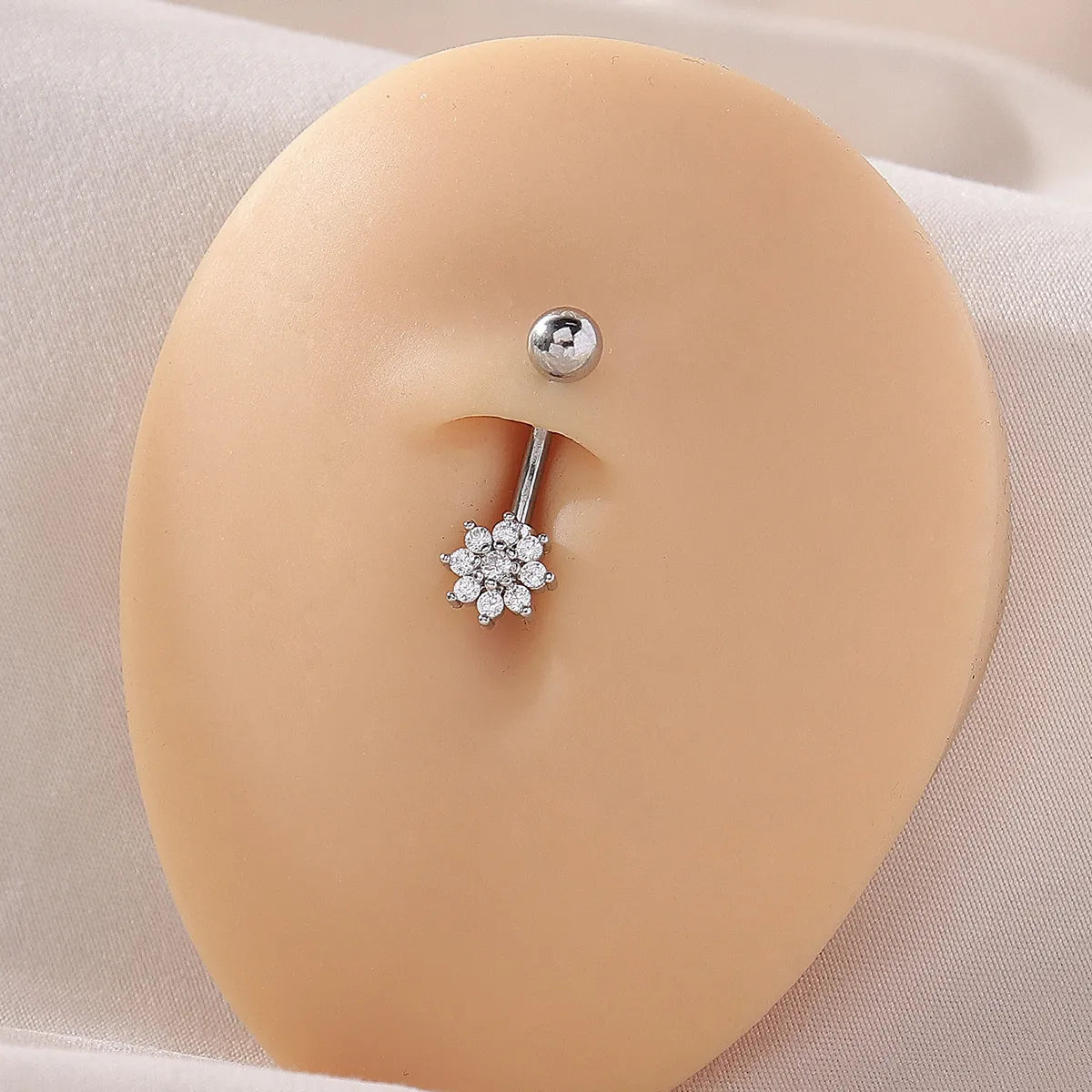 1 Piece Punk Star Flower Copper Inlay Zircon Belly Ring