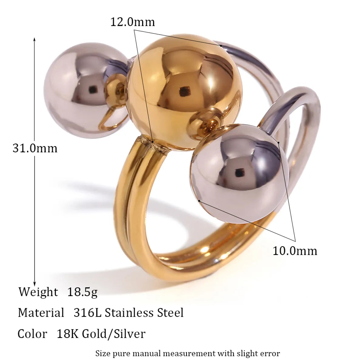 Retro Color Block Stainless Steel Plating 18k Gold Plated Rings