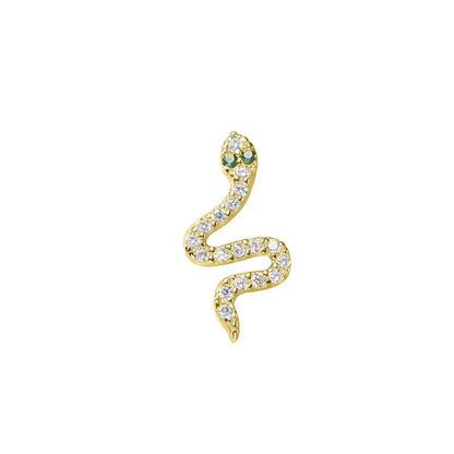 1 Piece Retro Cool Style Snake Inlay Copper Zircon Ear Cuffs