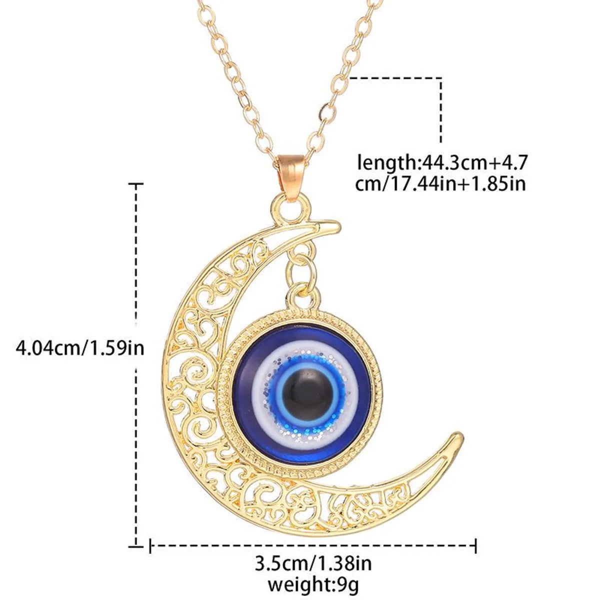 1 Piece Retro Devil's Eye Moon Alloy Hollow Out Rhinestones Women's Pendant Necklace