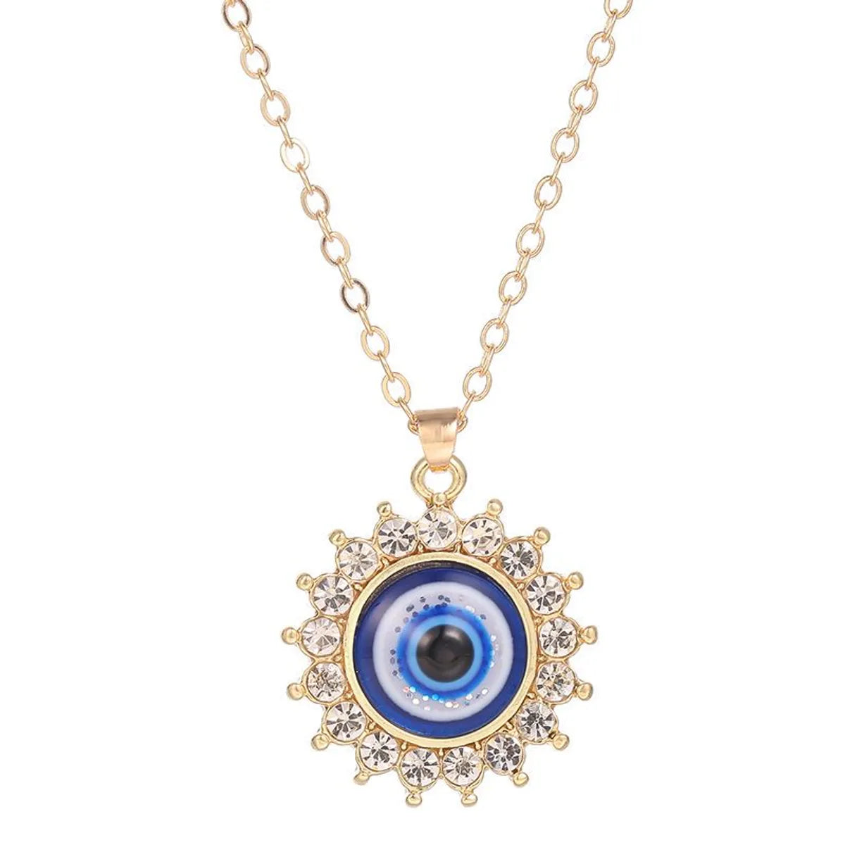 1 Piece Retro Devil's Eye Moon Alloy Hollow Out Rhinestones Women's Pendant Necklace