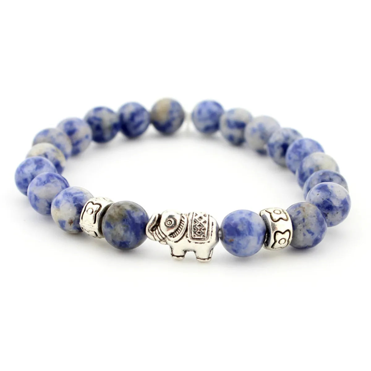 1 Piece Retro Elephant Natural Stone Plating Bracelets