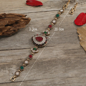 1 Piece Retro Flower Alloy Inlay Rhinestones Women'S Bracelets