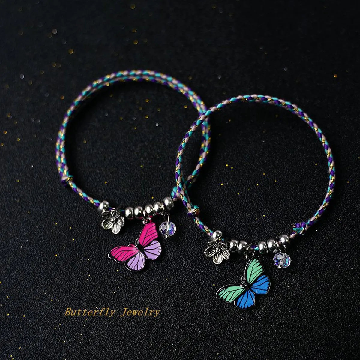 1 Piece Retro Flower Butterfly Alloy Rope Unisex Bracelets