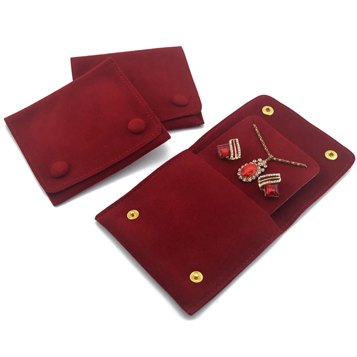 Retro Solid Color Flannel Jewelry Packaging Bags