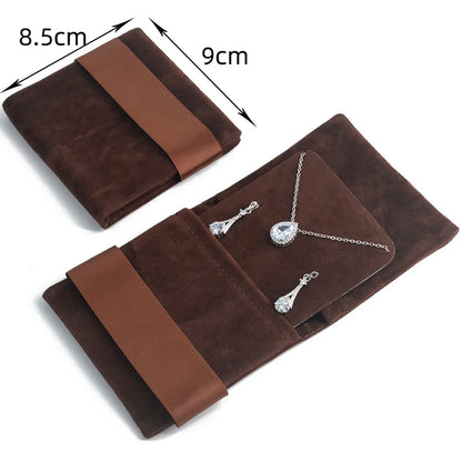 Retro Solid Color Flannel Jewelry Packaging Bags