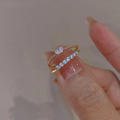 1 Piece Retro Heart Shape Copper Inlay Zircon Open Ring