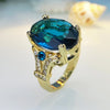 1 Piece Retro Oval Metal Plating Inlay Artificial Gemstones Gold Plated Women'S Rings