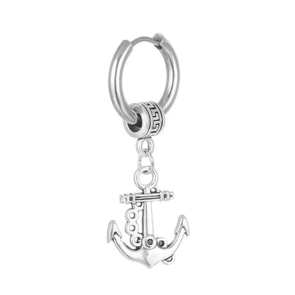 1 Piece Retro Punk Anchor Plating Stainless Steel Drop Earrings