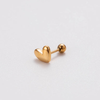 1 Piece Retro Punk Korean Style Heart Shape Butterfly Plating Stainless Steel 18k Gold Plated Ear Studs