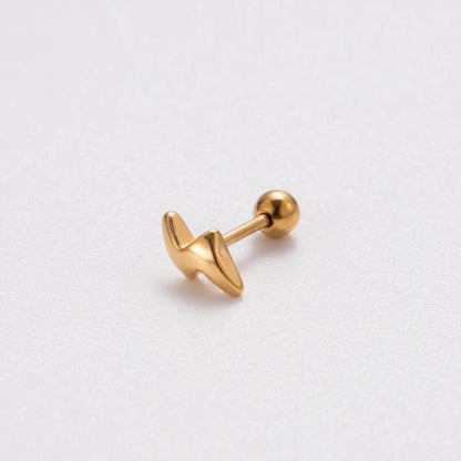 1 Piece Retro Punk Korean Style Heart Shape Butterfly Plating Stainless Steel 18k Gold Plated Ear Studs