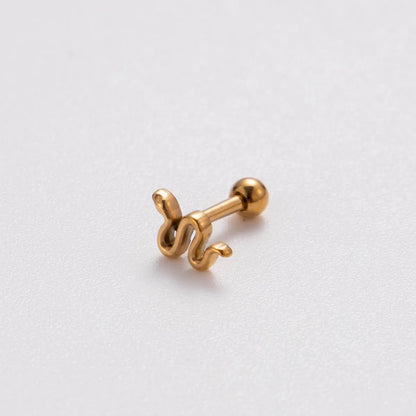 1 Piece Retro Punk Korean Style Heart Shape Butterfly Plating Stainless Steel 18k Gold Plated Ear Studs