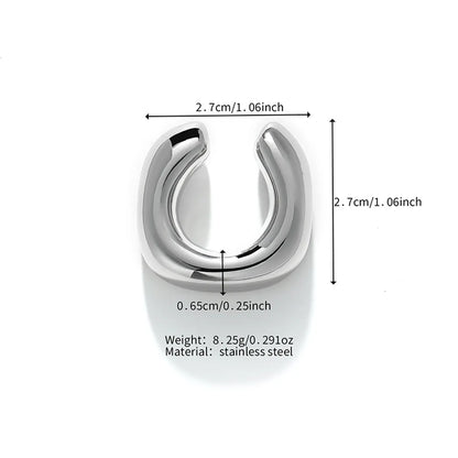 1 Piece Retro Punk Simple Style Solid Color Polishing 304 Stainless Steel Non-Electroplating Ear Cuffs