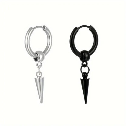 1 Piece Retro Rock Punk Geometric 304 Stainless Steel Black Plated Drop Earrings