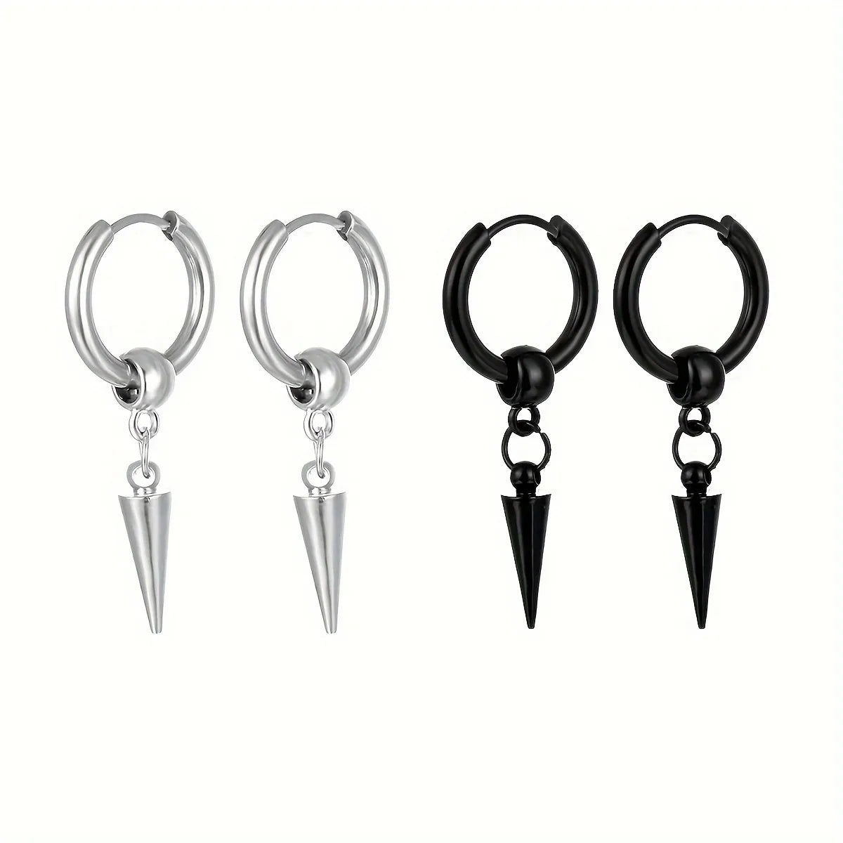 1 Piece Retro Rock Punk Geometric 304 Stainless Steel Black Plated Drop Earrings