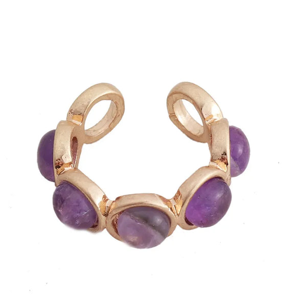 1 Piece Retro Round Alloy Inlay Natural Stone Resin Pearl Women'S Open Ring