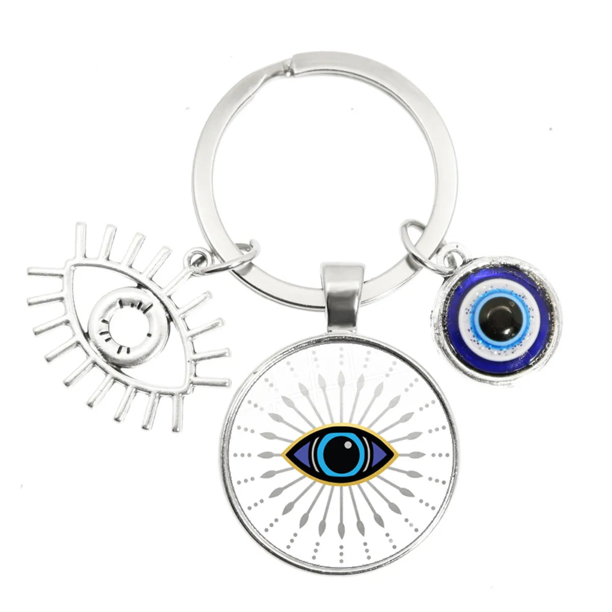 1 Piece Retro Round Devil'S Eye Alloy Metal Unisex Bag Pendant Keychain