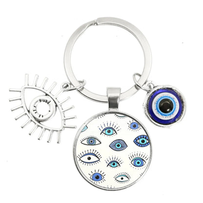 1 Piece Retro Round Devil'S Eye Alloy Metal Unisex Bag Pendant Keychain