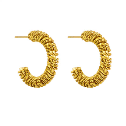 1 Piece Retro Simple Style Geometric Plating Titanium Steel 18K Gold Plated Ear Studs