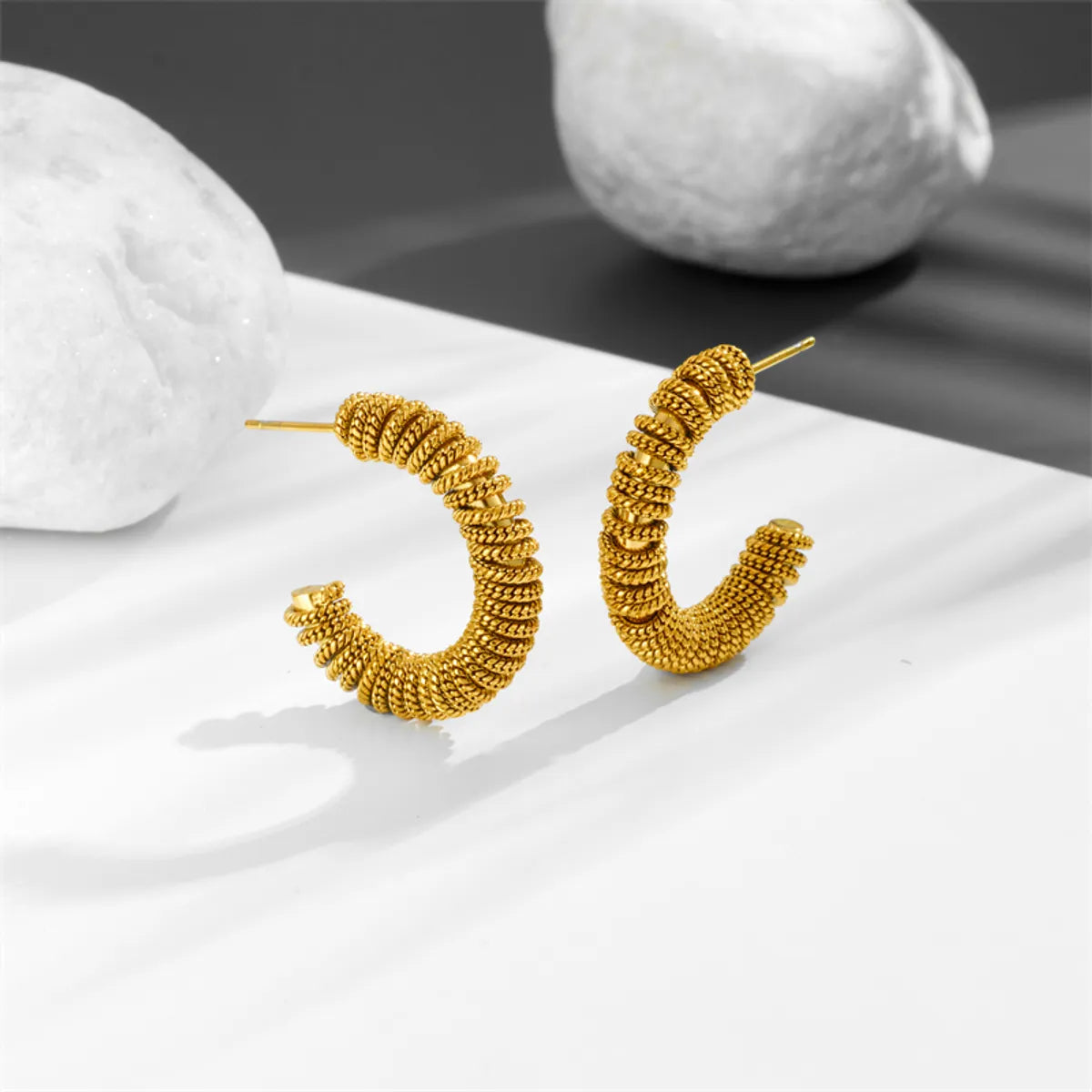 1 Piece Retro Simple Style Geometric Plating Titanium Steel 18K Gold Plated Ear Studs