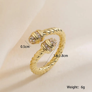 1 Piece Retro Simple Style Solid Color Inlay Copper Pearl 18K Gold Plated Rings