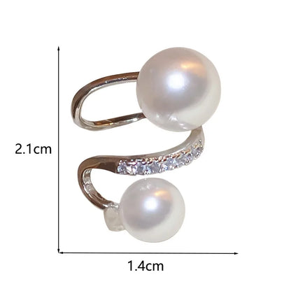 1 Piece Retro Simple Style Solid Color Inlay Copper Pearl Zircon Ear Cuffs