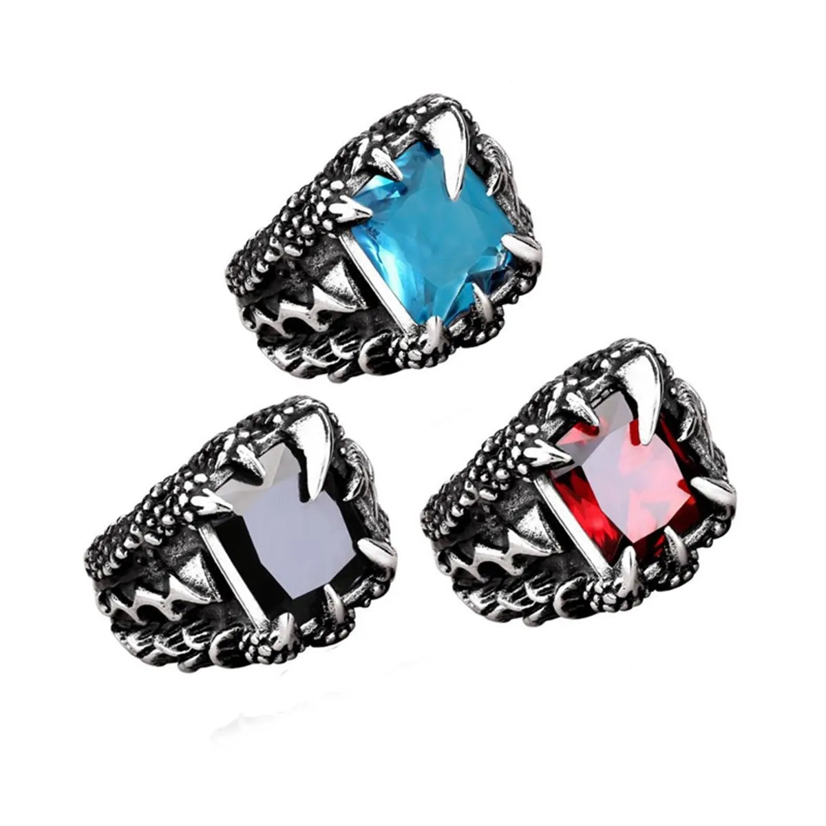 1 Piece Retro Skull Titanium Steel Plating Artificial Gemstones Men'S Rings