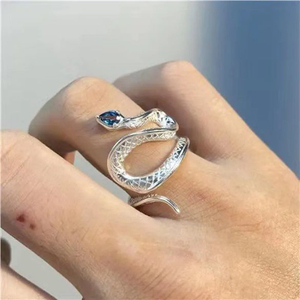 1 Piece Retro Snake Alloy Plating Inlay Rhinestones Women'S Open Ring