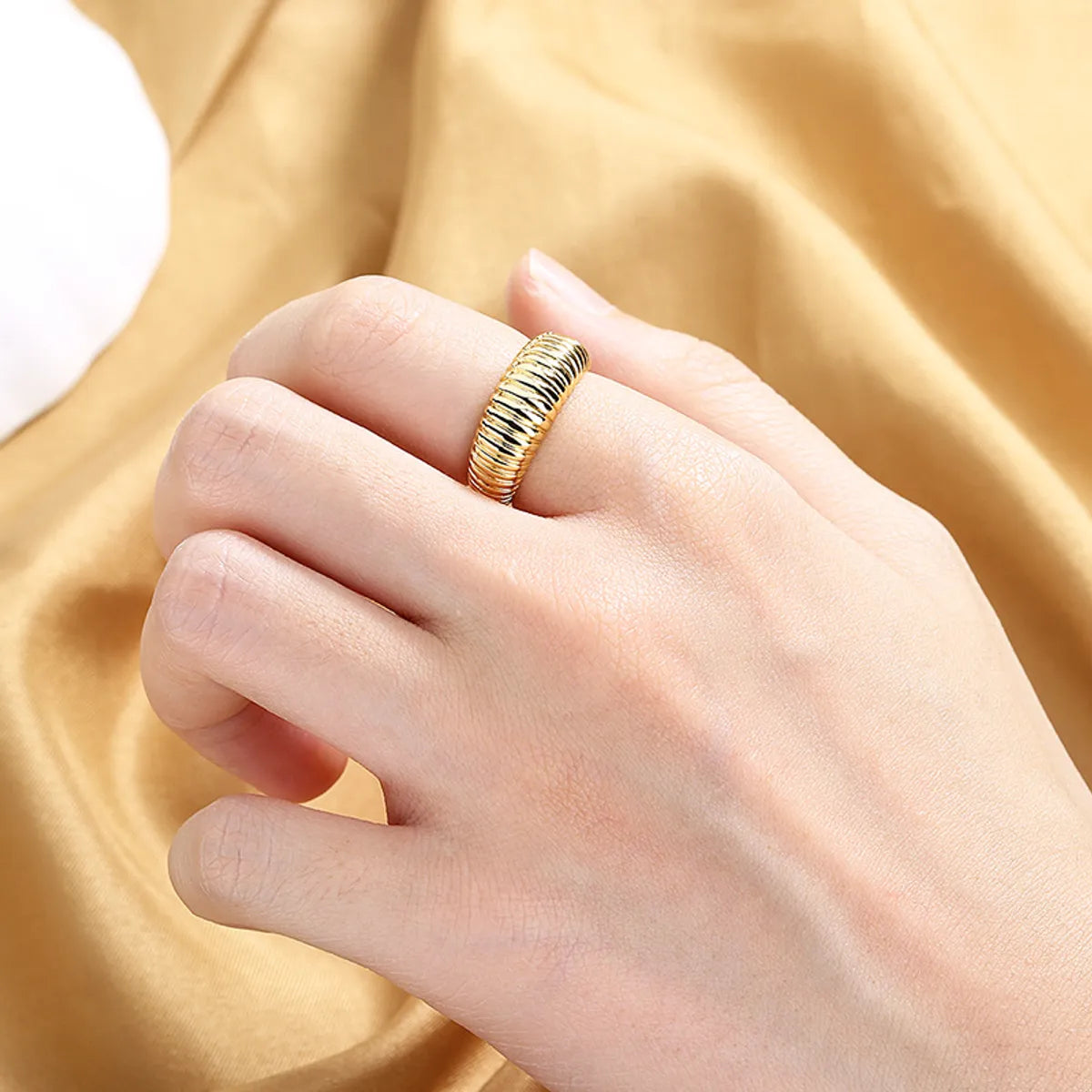 1 Piece Retro Solid Color Copper Plating Open Ring