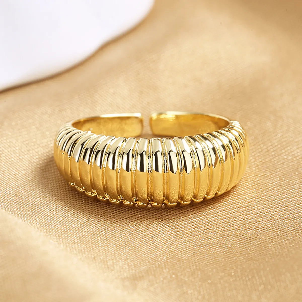 1 Piece Retro Solid Color Copper Plating Open Ring