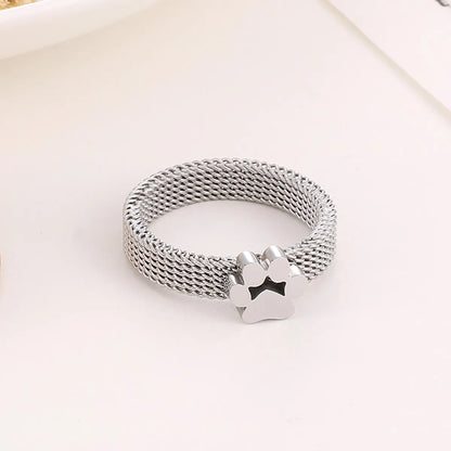 1 Piece Retro Solid Color Stainless Steel Plating Rings