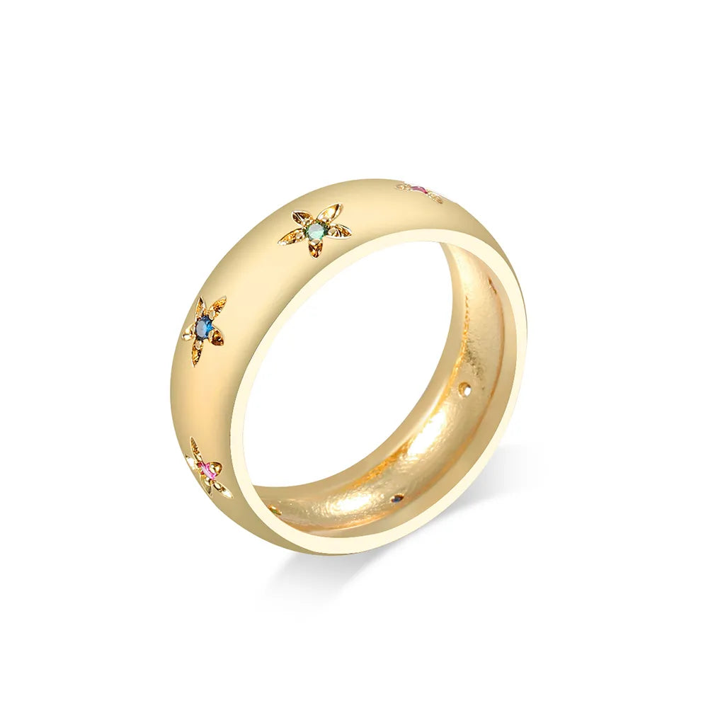 1 Piece Retro Star Metal Plating Inlay Zircon Gold Plated Women'S Rings