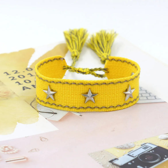 1 Piece Retro Star Stripe Alloy Polyester Unisex Bracelets