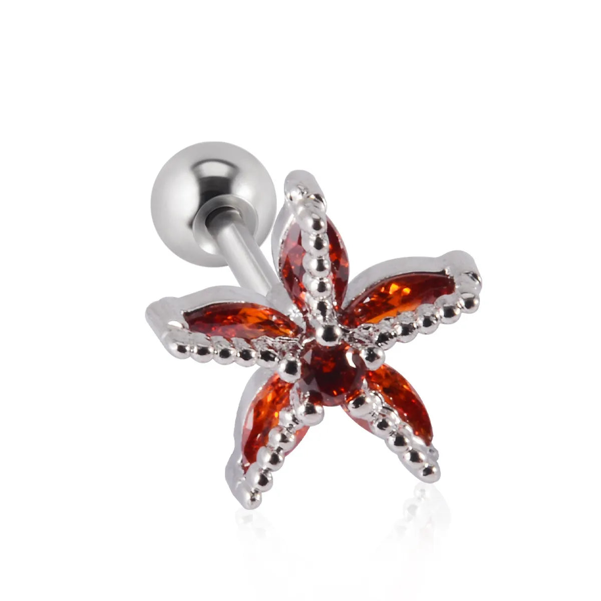 1 Piece Retro Starfish Crab Stainless Steel Copper Inlay Zircon Ear Studs